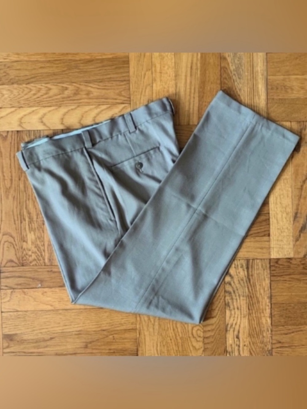 Haggar Men's Khaki Classic Fit Iron-Free Pants in Light Tan - Picture 2 of 12